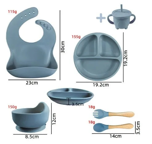 Kit de Alimentação para Bebês de Silicone 8 Peças
