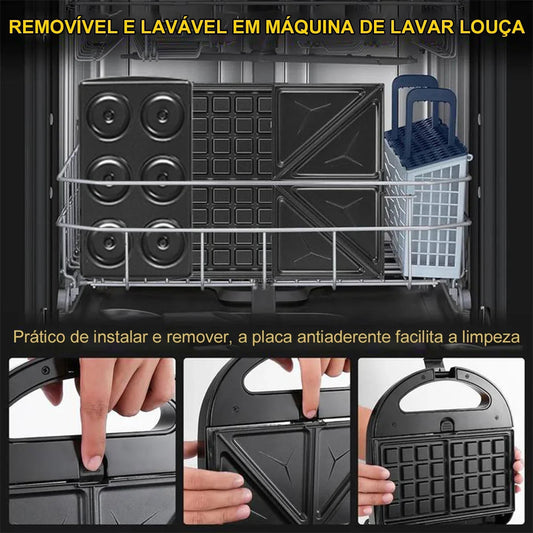 Sanduicheira 3 Em 1 Waffles Multifuncional Lanches Donuts 110v